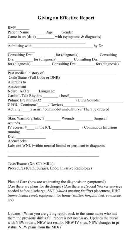 Attention all Nurses and Nursing Students! I believe that aside from excellent assessment skills (and after critical thinking) the next best skill for a nurse to have is being able to give effective report. This means you are able to give a short but comprehensive verbal picture of your patient to another nurse. Change of shift...Read More #beinganurse Nursing Documentation, Nurse Brain Sheet, Nursing School Prerequisites, Nursing Information, Nursing Assessment, Nursing School Essential, Nursing School Motivation, Nurse Study Notes, Nursing Student Tips