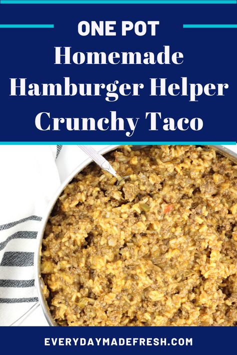 Taco Hamburger Helper, Taco Hamburger, Hamburger Helper Recipes, Cheesy Nachos, Cheesy Enchiladas, Family Dinner Night, Quick Lunch Recipes, Homemade Hamburger, Homemade Hamburgers