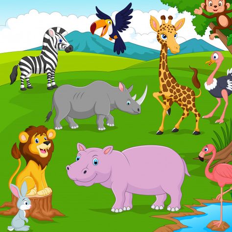 Jungle Animals Pictures, Picture Story Writing, Jungle Pictures, Animal Pictures For Kids, Cartoon Wall Painting, Geometric Artists, Wild Animals Vector, Premium Vector Cartoon, Science Experiments For Preschoolers