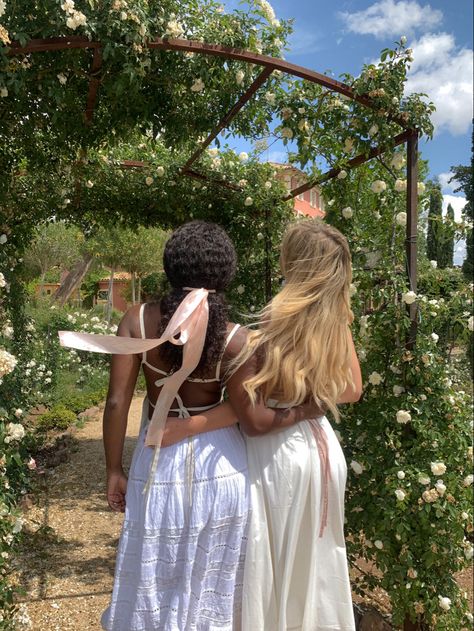 Girls in a rose garden in the south of france wearing white maxi skirts and backless tops | coquette, dollette, cottagecore, fairycore, provence france, girly aesthetic Provance France, Cottagecore Skirts, Deauville France, Skirt Aesthetic, France Aesthetic, French Summer, Ballet Performances, White Maxi Skirts, Girly Aesthetic