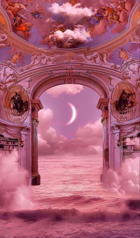 Dreamscape Aesthetic, Pink Ethereal, Magic Places Fantasy Dreams, Paranormal Park, Divine Dragon, Celestial Aesthetic, Dreamscape Architecture, Fantasy Wallpapers, Purple Stuff