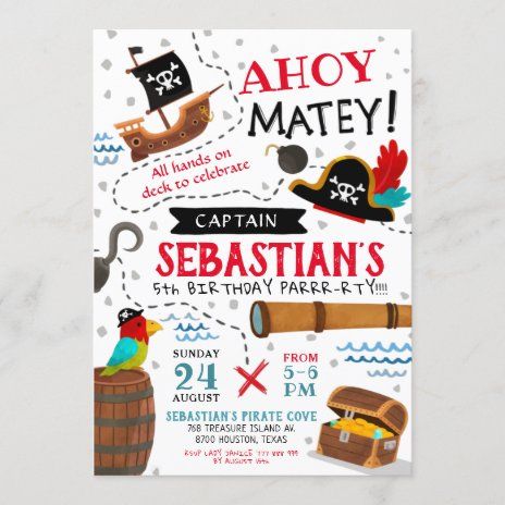 Deck Party Invitations | Zazzle Pirate Birthday Party Invitations, Pirate Party Invitations, Pirate Birthday Invitations, Pirate Themed Birthday Party, Pirate Invitations, Pirate Themed Birthday, Pirate Theme Party, Ahoy Matey, Pirate Birthday Party