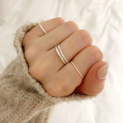 The Smart Minimalist - Stacking Ring - Bubble Detail Stacking Silver Rings, Silver Rings Ideas, Silver Stack Rings, Stack Rings Silver, Rings Ideas How To Wear, How To Stack Rings, Silver Ring Stack, Stacking Rings Silver, Recycled Ring