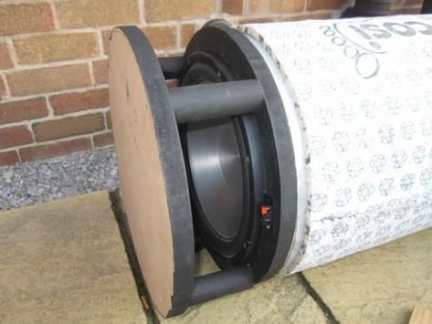 How to Make a DIY Cylinder Subwoofer (AKA Sonosub) | Spinditty Subwoofer Box Diy, Diy Sound System, Custom Subwoofer Enclosure, Speaker Box Diy, Diy Subwoofer Box, Custom Subwoofer Box, Custom Speaker Boxes, Diy Boombox, Subwoofer Wiring