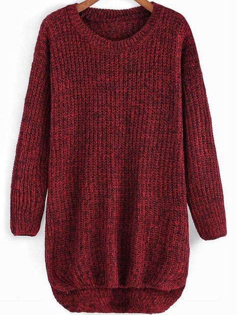 Red Pullover Sweater, Loose Pullover Sweater, Red Long Sleeve Tops, Long Knit Sweater, Red Long Sleeve Shirt, Red Knit Sweater, Red Pullover, Round Neck Sweater, Loose Knit Sweaters