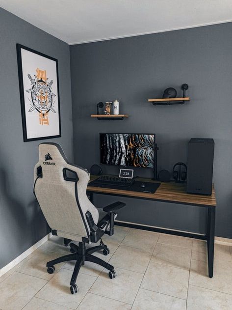 Gaming Bedroom Ideas, Modern Study Rooms, Gaming Bedroom, Gamer Bedroom, Modern Home Offices, Study Room Design, Home Studio Setup, Bedroom Setup, Computer Room