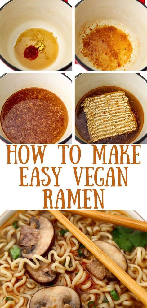 Easy Vegan Ramen, Vegan Ramen Recipes, Vegan Noodles Recipes, Vegetarian Ramen, Ramen Recipes Easy, Vegan Noodles, Vegan Asian Recipes, Vegan Ramen, Ramen Soup