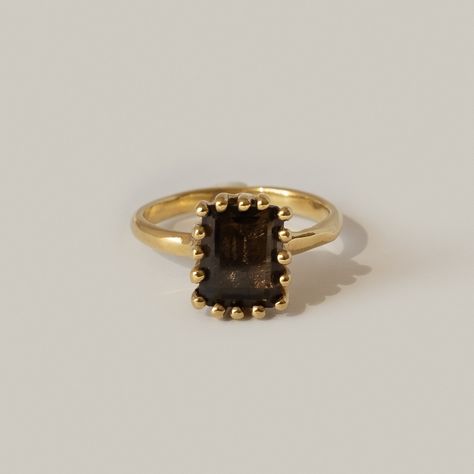 MEREWIF : Shop All : Ramona Ring - Smoky Topaz Smoky Topaz, Smokey Topaz, Sea Witch, Gold Alloys, Vermeil Jewelry, Solid Gold Jewelry, Brass Ring, Jewelry Cleaner, Jewelry Inspo