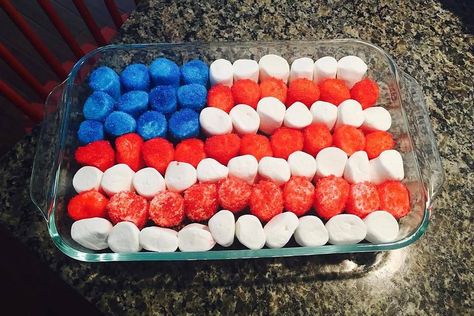 July 4th S'mores Dip: Just 3 Ingredients & Perfect for Summertime (or Anytime)! #30secondmom Smores Dip Recipe 4th Of July, Fourth Of July S’mores Dip, Patriotic Smores Dip, Red White And Blue Smores Dip, Flag Smores Dip, Fourth Of July Smores Dip, S’more Dip Recipe, American Flag Smores Dip, 4th Of July Smores Dip