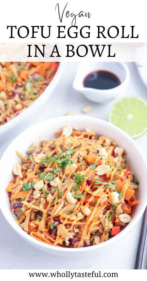 Best Egg Roll In A Bowl Recipe, Veggie Crumbles Recipes, Asian Tofu Scramble, Egg Roll In A Bowl No Meat, Egg Roll In A Bowl Tofu, Veggie Egg Roll In A Bowl, Egg Roll In A Bowl Vegan, Tofu Bowls Vegan, Tofu Egg Roll In A Bowl