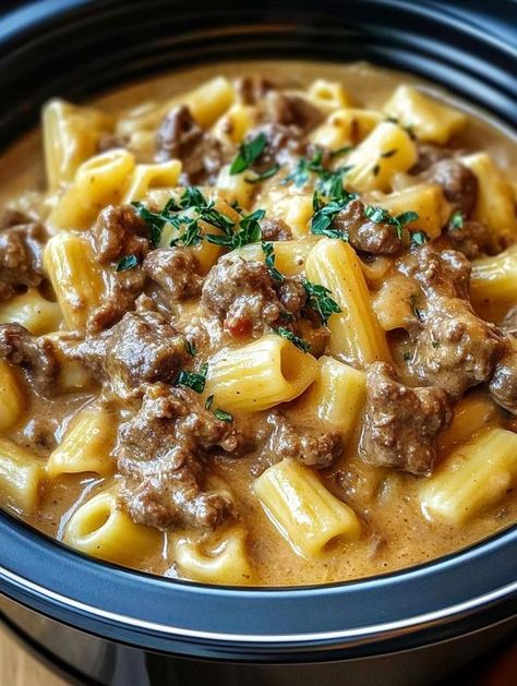 Recipes For Dinner For Family, Easy Family Friendly Crockpot Meals, Creamy Crockpot Meals, Crock Pot Dinner Ideas Easy, Creamy Slow Cooker Beef Pasta, Crock Pot Million Dollar Pasta, Delicious Crock Pot Meals, Crockpot Meal Ground Beef, Main Dish Crockpot Recipes