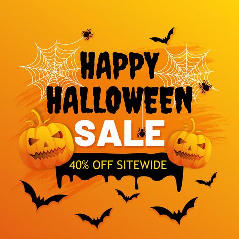 👻We witch you a Happy Halloween! 😱Scream for our scary flash deal: 40% off sitewide, 4-days only! 🕸️Make unique personalized gifts and have a spooky good time. Zodiac Crystals, Halloween Typography, Halloween Party Poster, Halloween Social, Halloween Discount, Happy Halloween Banner, Creepy Faces, Casa Halloween, Halloween Stories