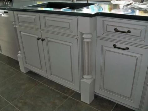 Kitchen Bumpout, Staggered Kitchen Cabinets, Tall Cabinets, Kitchen Sink Cabinet, Bump Out, Wall Cabinets, Design Your Kitchen, French Country Kitchen, Sink Cabinet