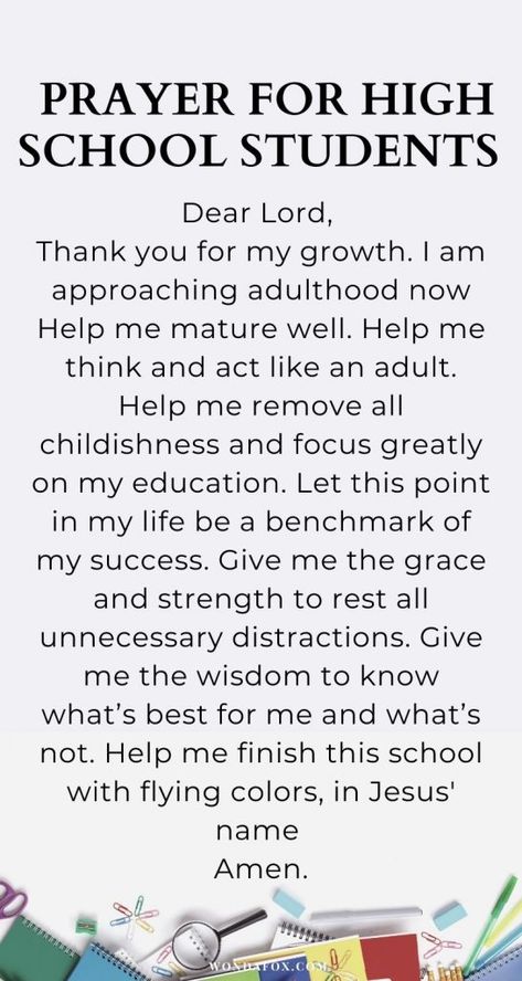 18 Back To School Prayers For Students - Wondafox Prayers For Middle Schoolers, Prayers For High School Students, Back To School Prayer For Students, Pray For School, Prayer For School Student, Prayer For School Assembly, First Day Of School Prayer For Teens, School Prayer Student, Morning Prayer For Students