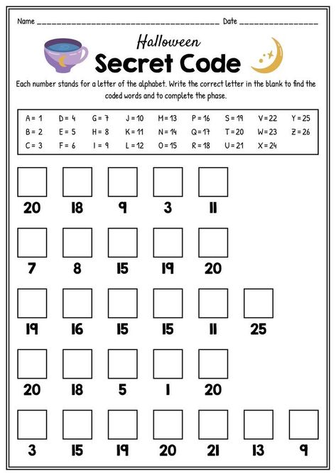 mathematics worksheets Middle School Math Worksheets, Math Worksheets For Kids, Halloween Math Worksheets, Mental Maths Worksheets, Math Station, Math Sheets, Math Riddles, Kids Math, Coded Message