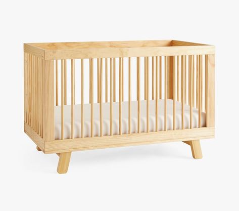 Babyletto Hudson 3-in-1 Convertible Crib | Pottery Barn Kids Modern Baby Furniture, Babyletto Hudson, Crib To Toddler Bed, Spindle Design, Modern Crib, Travel Crib, Nursery Modern, Toddler Beds, Adjustable Mattress