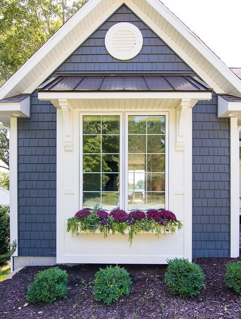 Fall Home Decor Tour - Navy and Rust - The Lilypad Cottage Fall Flower Boxes, Cabbage And Kale, Lilypad Cottage, Fall Window Boxes, Ideas Illustration, Window Box Flowers, Wallpaper Photography, Cottage Exterior, Fall Front Porch Decor