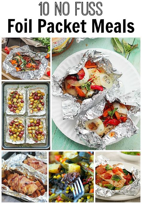 Easy no fuss foil packet meals! No cleaning involved. Great in the oven & on the grill. Meals Over A Campfire, Camp Foods, Hobo Meals, Rv Meals, Foil Meals, Tin Foil Dinners, Campfire Meals, Hobo Dinners, Camp Recipes