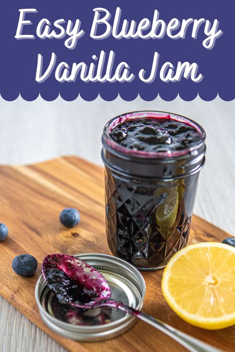 Blueberry Jams And Jellies, Blueberry Vanilla Jam Recipe, Blueberry Vanilla Jam, Small Batch Blueberry Jam, Blueberry Jam Without Pectin, Blueberry Jam With Pectin, Blueberry Canning Recipes, Blueberry Jam Recipe Canning, Blueberry Jam Recipe Easy