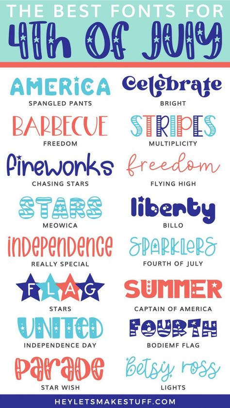 for patriotic designs and celebrations. Find the perfect font to match your fireworks, barbecues, and stars and#doodlefonts #freefonts #handdrawn #typography #graphicdesign Teacher Fonts, Summer Font, Writing Fonts, Fancy Fonts, Cricut Fonts, Subway Art, July Crafts, Cricut Craft Room, Diy Cricut