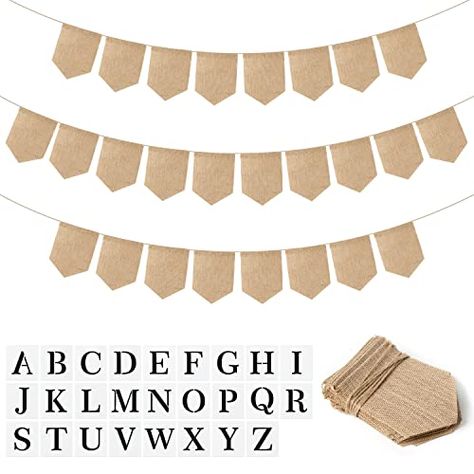 Diy Burlap Signs, Diy Burlap Banner, Diy Graduation Decorations, Burlap Signs, Blank Banner, Burlap Flag, Flag Garland, Birthday Wall, Diy Burlap