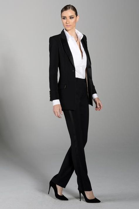 Women’s Tuxedo Jackets – Little Black Tux Formal Black Suits For Women, Peak Lapel Tuxedo, Black Tuxedo Jacket, Tuxedo Women, Black Shawl, Black Tux, Woman Suit Fashion, Tuxedo Suit, Black Tuxedo