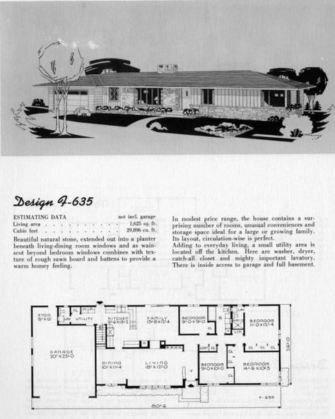 1950's Ranch Home. 1625 sq. ft.  Four bedrooms... just needs minor tweeking. 1970s Ranch House Floor Plans, 1950s Ranch House Plans, Ranch Home Layout Floor Plans, Vintage Ranch House Plans, Retro House Plans, Ranch House Plans With Basement, 1950s Ranch House, Vintage House Plans 1960s, Rambler House Plans