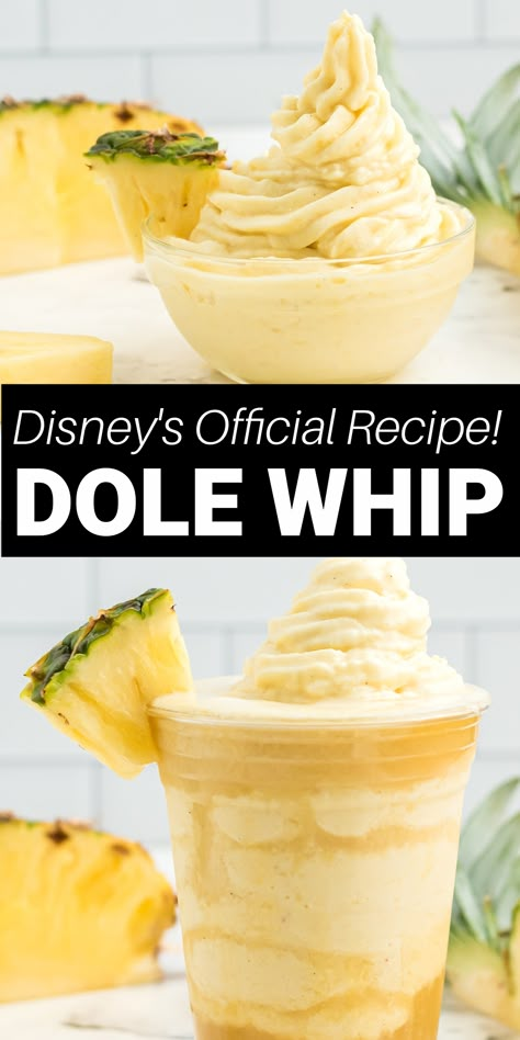 Pineapple Dole Whip Disneyland, Walt Disney Recipes, Pineapple Soft Serve Dole Whip Recipe, Dolewhip Disneyland Recipe, Disney Pineapple Whip Recipe, Mango Dole Whip Recipe, Ninja Creami Dole Whip Recipe Healthy, Disney Food At Home, Homemade Dole Whip Recipe