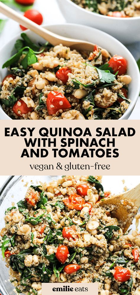 Essen, Quinoa And Spinach Recipes, Quinoa Spinach Recipes, Quinoa Salad Recipes Easy, Easy Quinoa Salad, Salad With Spinach, Quinoa Recipes Easy, Salad Spinach, Salad With Tomatoes