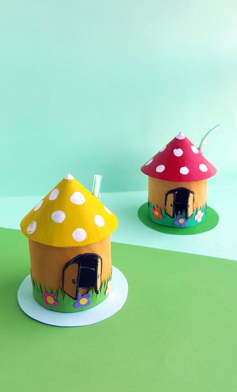 Toadstool House, Paper Craft For Kids, Tissue Paper Roll, Paper Towel Tubes, Bug Crafts, Cool Paper Crafts, Stem For Kids, Cardboard House, Toilet Paper Roll Crafts