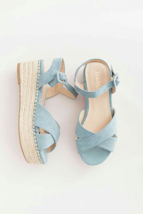 Sky Blue wedges #blue#wedges#footwear Sepatu Pump, Street Apparel, Pretty Sandals, Fashion Shoes Sandals, Sandals Outfit, College Style, Girly Shoes, Stylish Sandals, Fashion Sandals