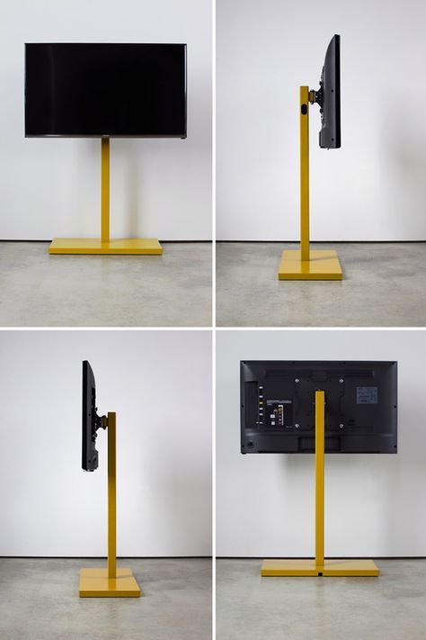 Minimalist TV Stand  | QUARTER design studio Tv Stand Minimalist, Tv Wall Shelves, Corner Tv Stands, Tv Stand Shelves, Minimalist Dekor, Swivel Tv Stand, Swivel Tv, Tv Stand With Mount, Tv Stand Designs