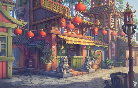 Animated City, Cocoppa Wallpaper, Posca Art, Scenery Background, Chinese Landscape, Game Background, Fantasy City, Visual Development, Environment Design