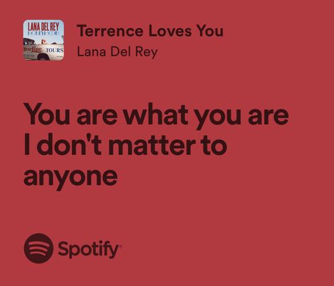 I Dont Matter, Terrence Loves You, Lana Del Rey Quotes, Lana Del Rey Lyrics, Lana Del Rey, Song Lyrics, Love You, Songs, Quotes