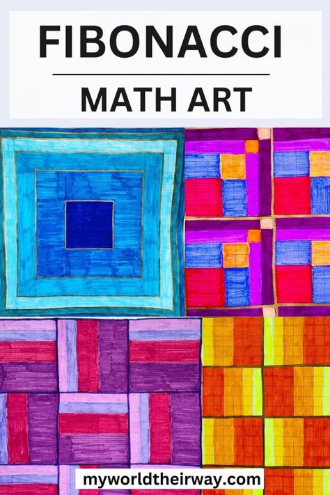 Fibonacci Art Project, Fibonacci Sequence Art, Fraction Art, Fibonacci Sequence In Nature, Sequence Art, Fibonacci Spiral Art, Math Stem Activities, Fibonacci Art, Math Art Projects