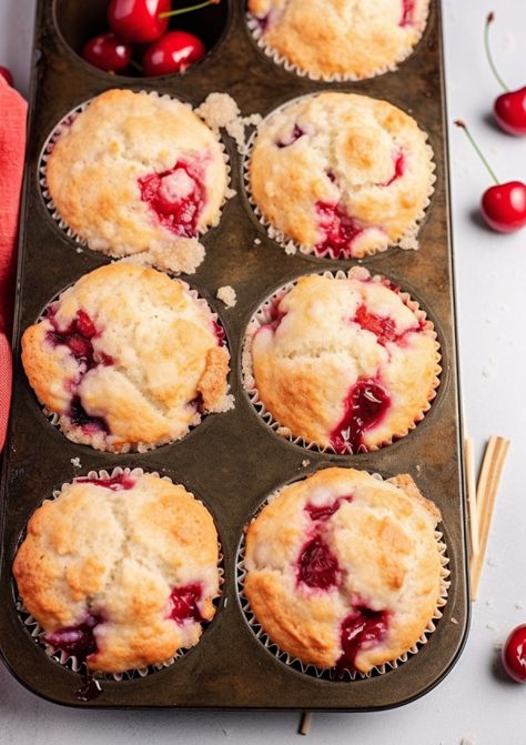 Savor the taste of summer with Cherry Cobbler Muffins! Packed with juicy cherries and topped with a sweet, crumbly streusel, these muffins are a delightful twist on the classic cobbler. Easy to make and irresistibly delicious, they're perfect for any occasion. Whether you're looking for a special breakfast treat or a cozy dessert, these muffins have got you covered. Ready to bake something amazing? Pin this recipe and make your next baking adventure a hit! Cherry Cheesecake Muffins, Cherry Pie Filling Muffins Recipes, Cherry Yogurt Muffins, Fresh Cherry Muffins, Cherry Muffins Fresh, Cherry Cream Cheese Muffins, Baking With Cherries, Cherry Cobbler Muffins, Summer Muffin Recipes