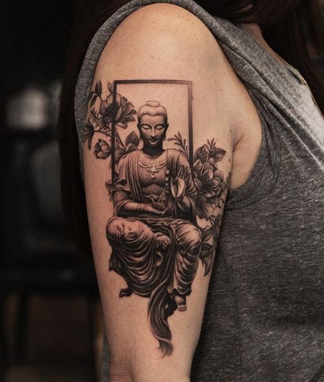 60 Inspirational Buddha Tattoo Ideas | Art and Design Buddhism Tattoo, Buddha Tattoo Sleeve, Buda Tattoo, Meditation Tattoo, Quarter Sleeve Tattoos, Buddhist Tattoo, Buddha Tattoo Design, Polynesian Tattoos, Buddha Tattoos