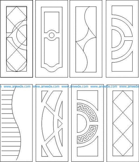 Door Geometric Design, 2d Door Design Cnc, Door Design Drawing, Door Pattern Design, Cnc Door Design, House Design Ideas Simple, Simple Small House Design, Simple Small House, Modern Home Entrance