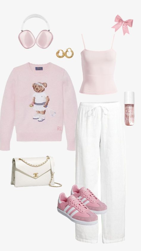 Modest Girly Outfits, Viral Aesthetic, Downtown Outfits, Cute Lazy Day Outfits, Lazy Day Outfits, Cute Preppy Outfits, Preppy Outfit, Aesthetic Pink, Pink Adidas