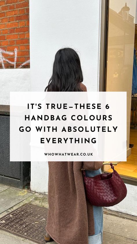 Brown Bag Black Shoes Outfit, Brown Bag Black Outfit, Black Shoes Brown Bag Outfit, Outfits With Burgundy Purse, Burgundy Bag Outfit Winter, Handbag Outfit Ideas, Black Outfit Brown Bag, Soft Summer Bags, Bags That Go With Everything