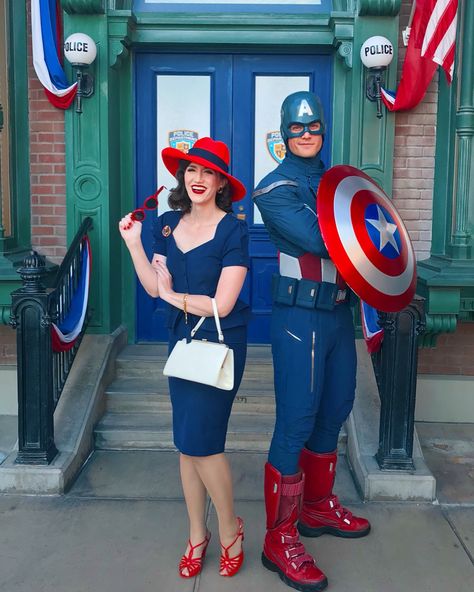 Agent Peggy Carter disneybound Marvel Captain America disneyland dapper day Vintage Disneybound, Peggy Carter Costume, Captain America Peggy Carter, Captain Outfit, Peggy Carter Cosplay, Dapper Disney, Dapper Day Disneyland, Captain America Outfit, Dapper Day Outfits