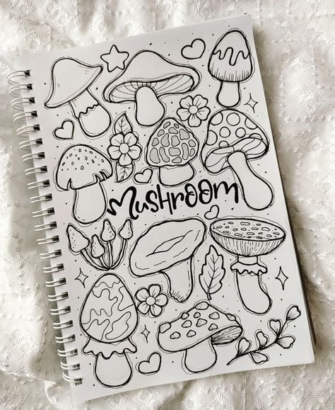 Nameplate Ideas, Mushroom Sketch, Relaxing Coloring Pages, Doddle Art, Whimsical Art Journal, Pokemon Sketch, Graffiti Doodles, Doodle Ideas, Doodle Art Drawing