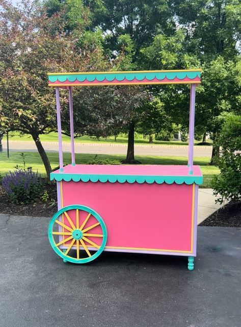 How to make a DIY Dessert Cart - One Handy Momma Diy Bake Sale Stand, Diy Food Cart Ideas, Diy Popcorn Cart, Dessert Cart Diy, Diy Cotton Candy Cart, Diy Party Cooler, Diy Snack Cart, Diy Dessert Cart, Ice Cream Cart Diy