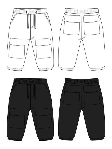 Fleece cotton jersey basic Sweat pant technical drawing fashion flat sketch template front and back views. Apparel jogger pants vector illustration White and Black color mock up for kids and boys. Boys In Beanies, Technical Drawing Fashion, How To Draw Pants, Flat Sketch Template, Fashion Flat Sketch, Fashion Sketch Template, Pants Drawing, Sketch Template, Boys Joggers