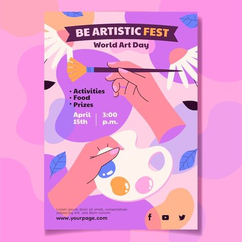 Art Show Flyer Design, Poster Design For Event, Painting Event Poster, Painting Workshop Poster, Art Club Poster Ideas, Art Contest Poster, World Art Day Poster, Art Day Poster, Art Event Poster Design