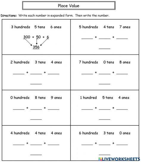 Expanded Form Worksheets 3rd Grade, Expanded Notation Worksheet, Expanded Form 2nd Grade, 4th Grade Spelling Words, Expanded Form Math, Expanded Form Worksheets, Planing Ideas, Expanded Notation, Maths Worksheet