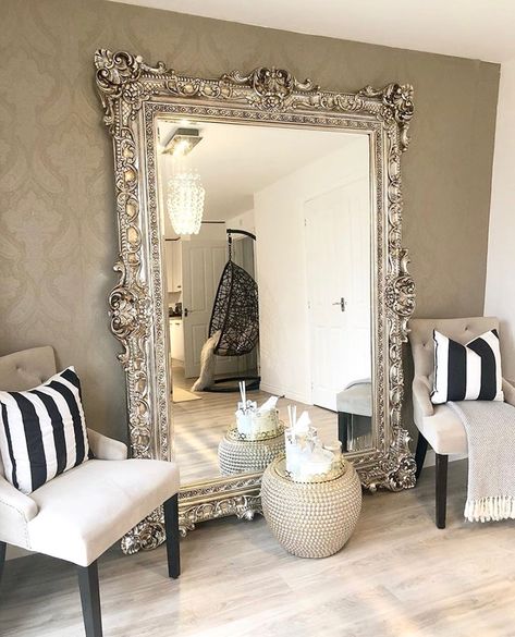 Large Mirror Decor, Floor Mirror Living Room, Extra Large Mirrors, Wood Mirrors, Large Floor Mirror, Ornate Mirror, Mirror On The Wall, Living Room Mirrors, Online Furniture Shopping