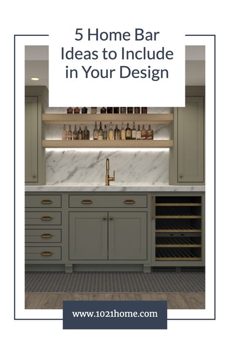 A list of ideas to incorporate in your home bar design whether it's a wet bar or a dry bar! Wet Bar Ideas In Living Room, Basement Dry Bar Ideas, Bar Wall Ideas, Basement Wet Bar Ideas, Wet Bar Basement, Basement Wet Bar, Pantry Renovation, Home Bar Ideas, Basement Bar Design