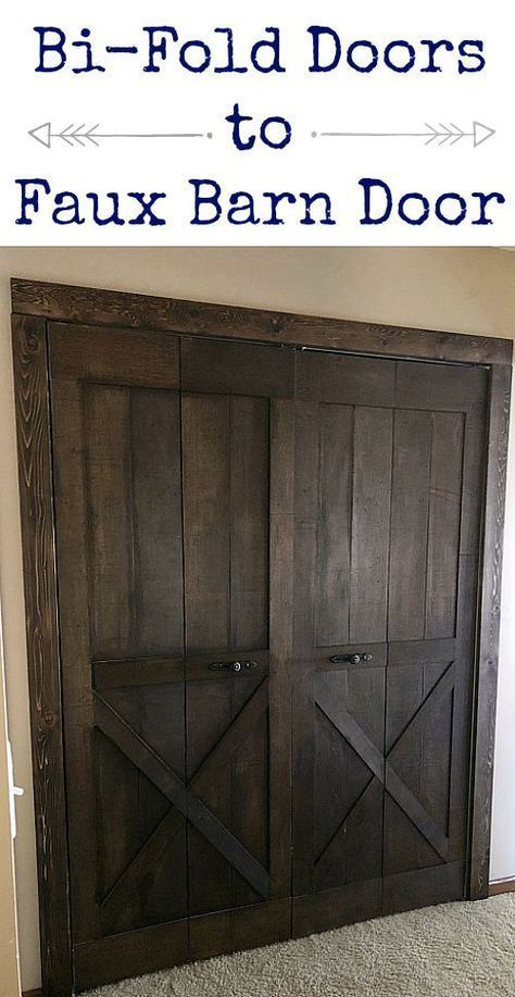 Faux Barn Door, Redo Closet, Bifold Doors Makeover, Do It Yourself Decoration, Bifold Door, Farmhouse Doors, Diy Barn Door, Closet Door, Door Makeover