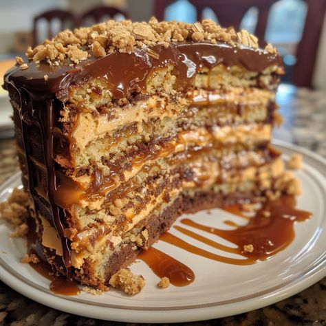 Caramel Crunch Cake Recipe Chocolate Caramel Crunch Cake, Decadent Caramel Crunch Cake, Praline Crunch Cake, Caramel Ribbon Crunch Recipe, Banana Pecan Caramel Layer Cake, Caramel Crunch Cake Recipe, Orange Crunch Cake, Caramel Crunch Cake, Crunch Cake Recipe